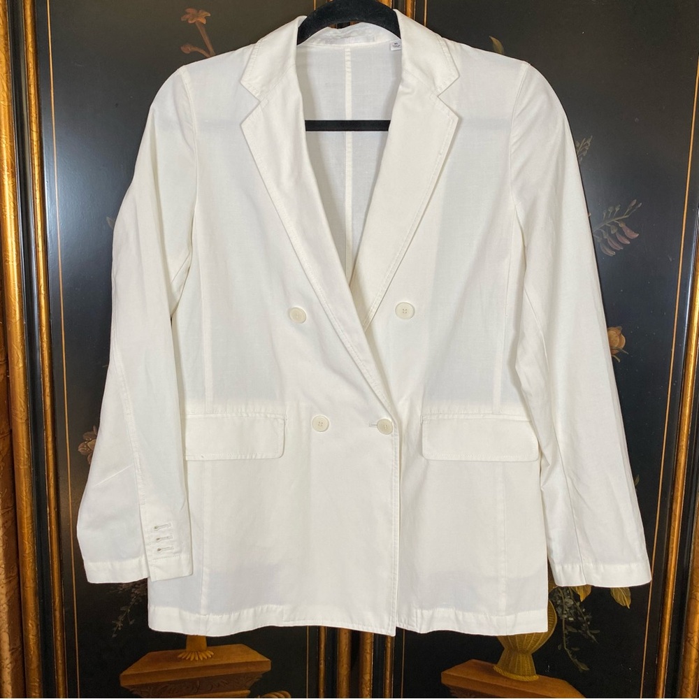 UNIQLO Linen Blend Double-Breasted Blazer Jacket